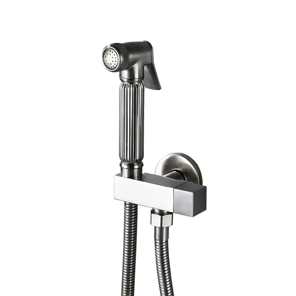 Matte black handheld bidet faucet bathroom sprayer with ribbed grip