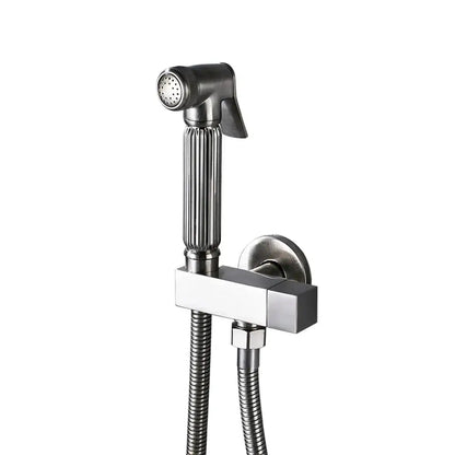 Matte black handheld bidet faucet bathroom sprayer with ribbed grip