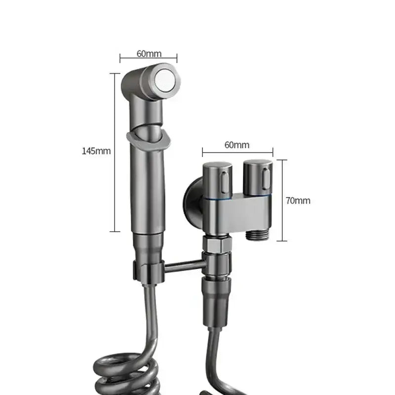 Matte black hygienic bidet sprayer with coiled hose for bathroom