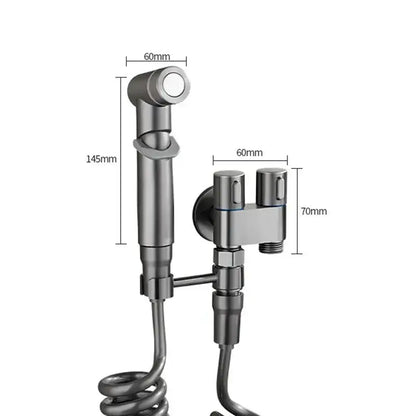 Matte black hygienic bidet sprayer with coiled hose for bathroom
