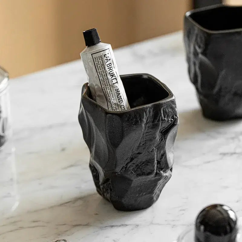Matte black irregular shaped mouthwash cup silicone mold bathroom
