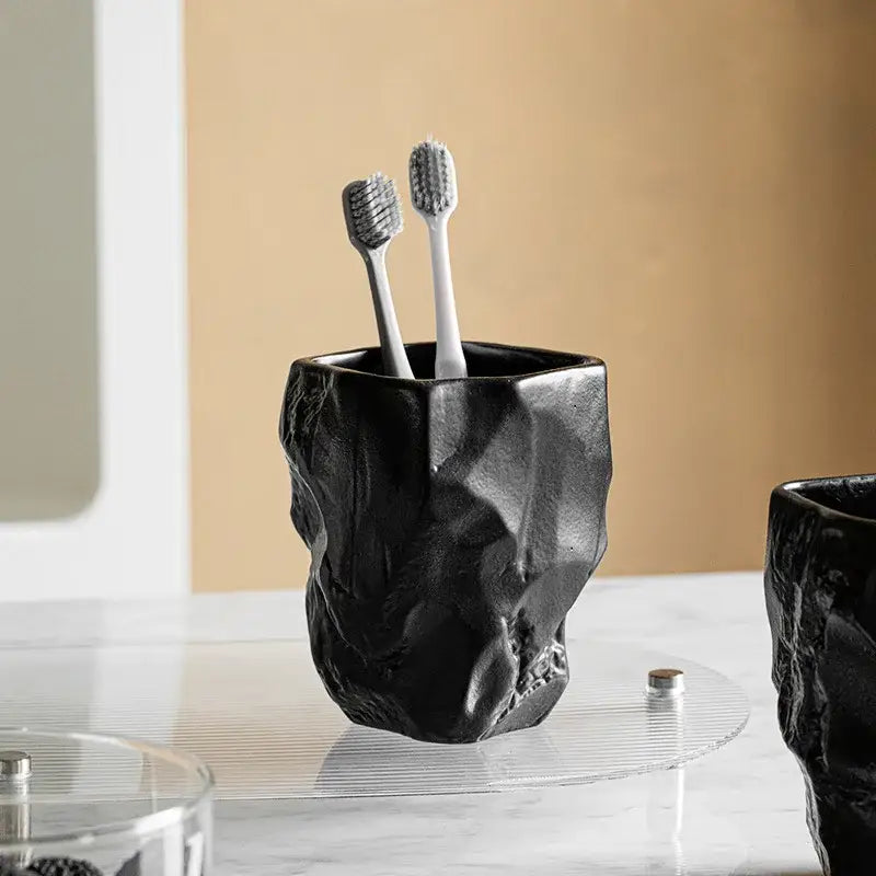 Matte black irregular shaped mouthwash cup silicone mold bathroom