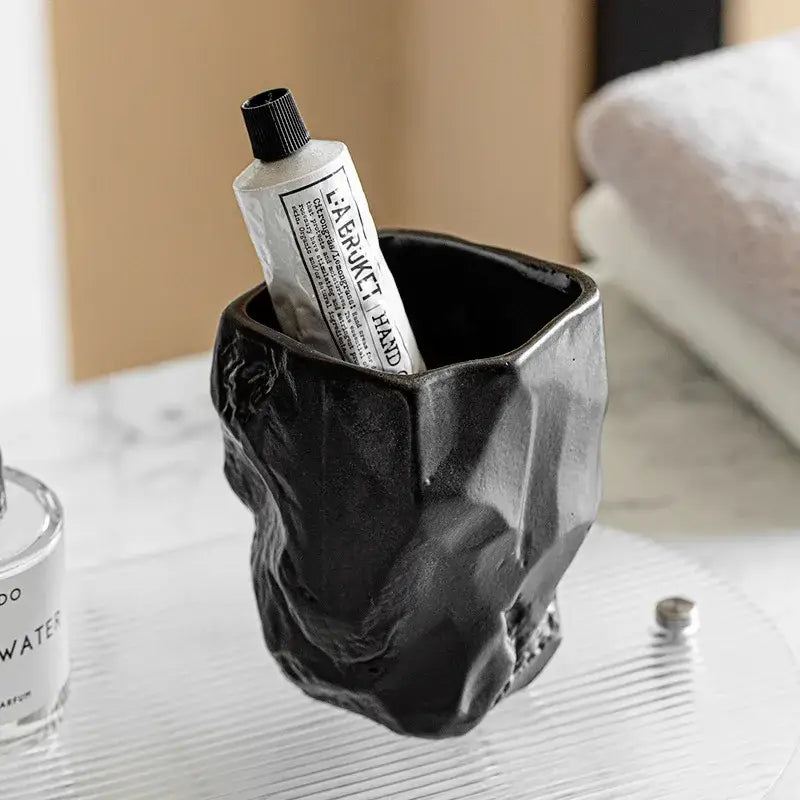 Matte black irregular shaped mouthwash cup silicone mold bathroom