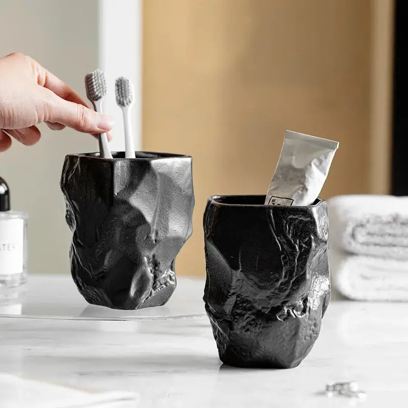 Matte black irregular shaped mouthwash cup silicone mold bathroom