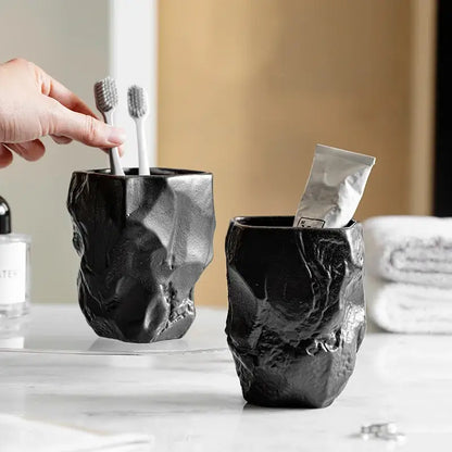 Matte black irregular shaped mouthwash cup silicone mold bathroom