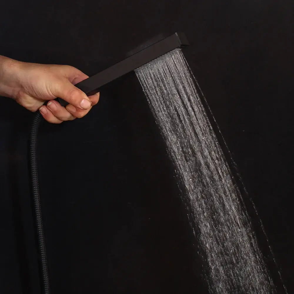 Matte black led digital shower faucet set bathroom rain head