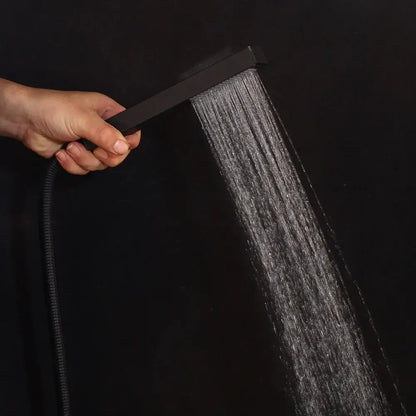 Matte black led digital shower faucet set bathroom rain head