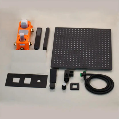 Matte black led digital shower faucet set bathroom rain head
