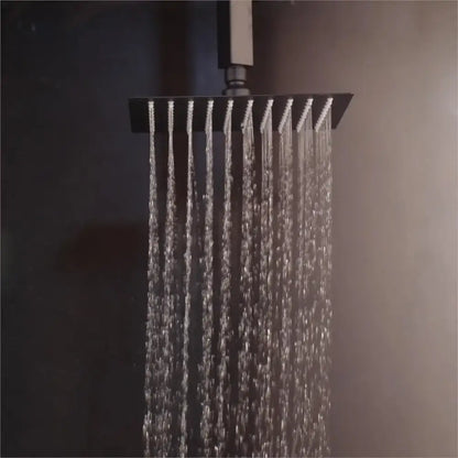 Matte black led digital shower faucet set bathroom rain head