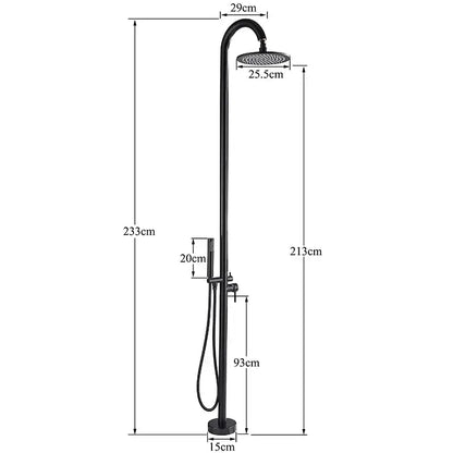 Matte black led rainfall outdoor shower set with handheld spray