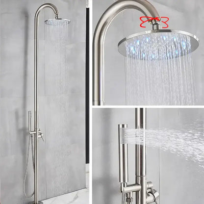 Matte black led rainfall outdoor shower set with handheld spray