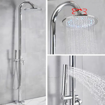 Matte black led rainfall outdoor shower set with handheld spray
