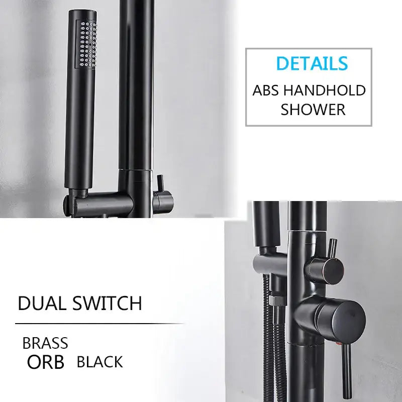 Matte black led rainfall outdoor shower set with handheld spray