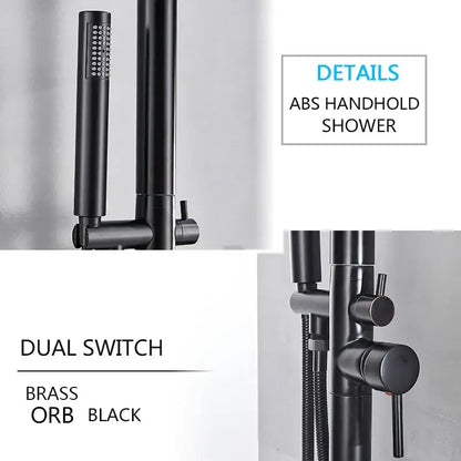 Matte black led rainfall outdoor shower set with handheld spray
