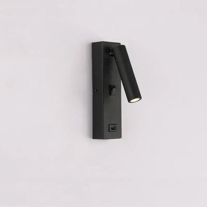 Matte black led wall light switch with usb port – bedroom sconce