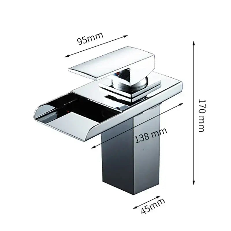 Matte black led waterfall basin faucet bathroom glass fixture