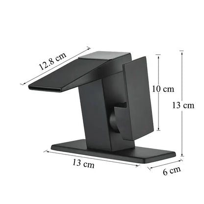 Matte black led waterfall basin faucet bathroom temperature display