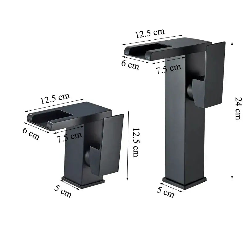 Matte black led waterfall basin faucet with temperature display kitchen