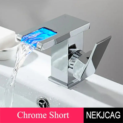 Matte black led waterfall basin faucet with temperature display kitchen