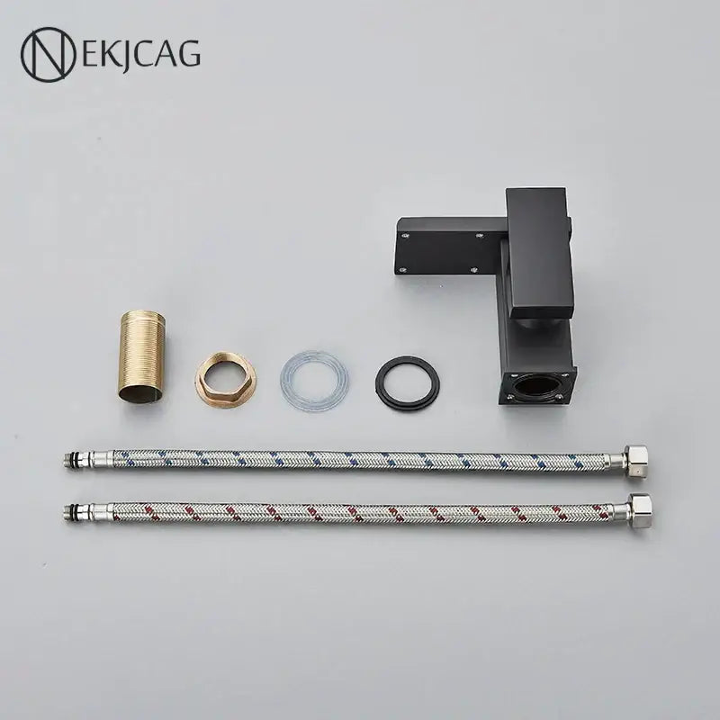 Matte black led waterfall basin faucet with temperature display kitchen