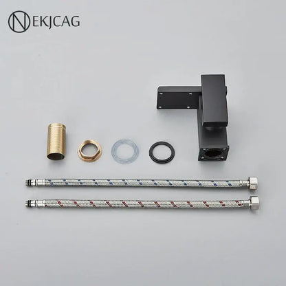 Matte black led waterfall basin faucet with temperature display kitchen