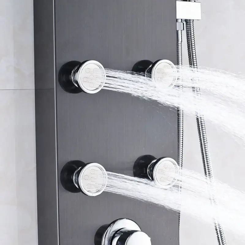Matte black massage jets shower panel bathroom thermostatic mixer