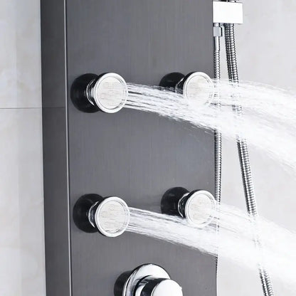 Matte black massage jets shower panel bathroom thermostatic mixer