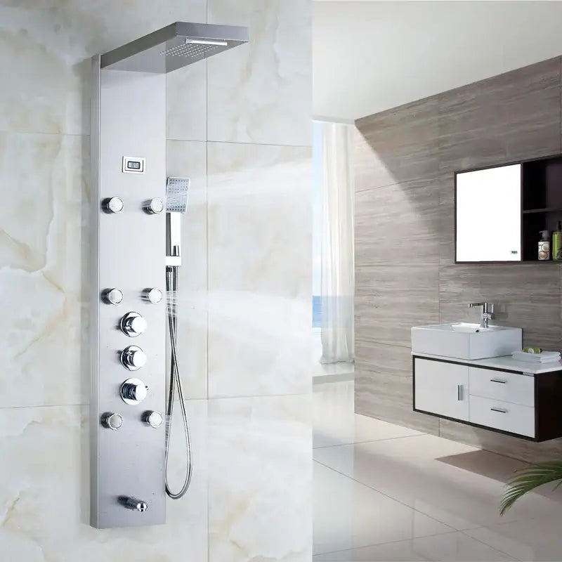 Matte black massage jets shower panel bathroom thermostatic mixer