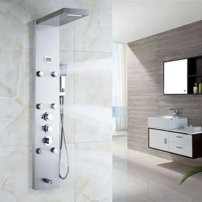 Matte black massage jets shower panel bathroom thermostatic mixer