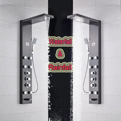 Matte black massage jets shower panel bathroom thermostatic mixer