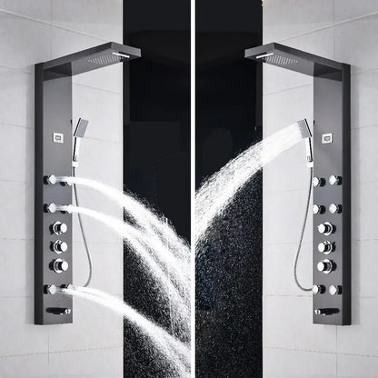 Matte black massage jets shower panel bathroom thermostatic mixer