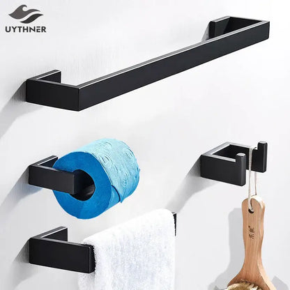 Matte black metal bathroom hardware set – bathroom storage rack