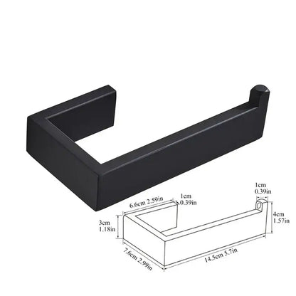 Matte black metal bathroom hardware set – bathroom storage rack