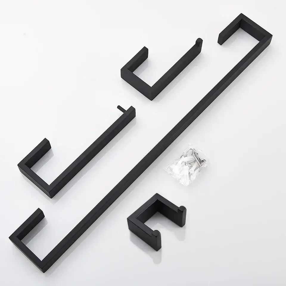 Matte black metal bathroom hardware set – bathroom storage rack