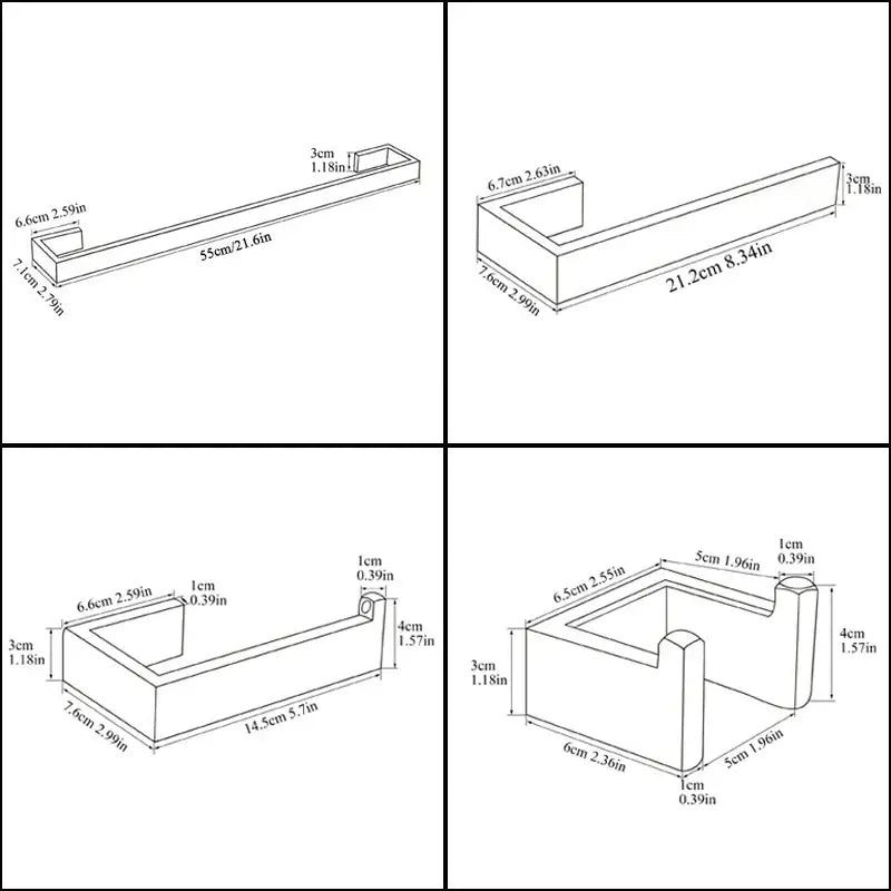Matte black metal bathroom hardware set – bathroom storage rack