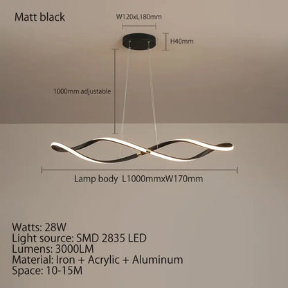 DecorBites™ Matte black Modern Led Chandelier For restaurant Kitchen island Hanging lamps Living room Bedroom