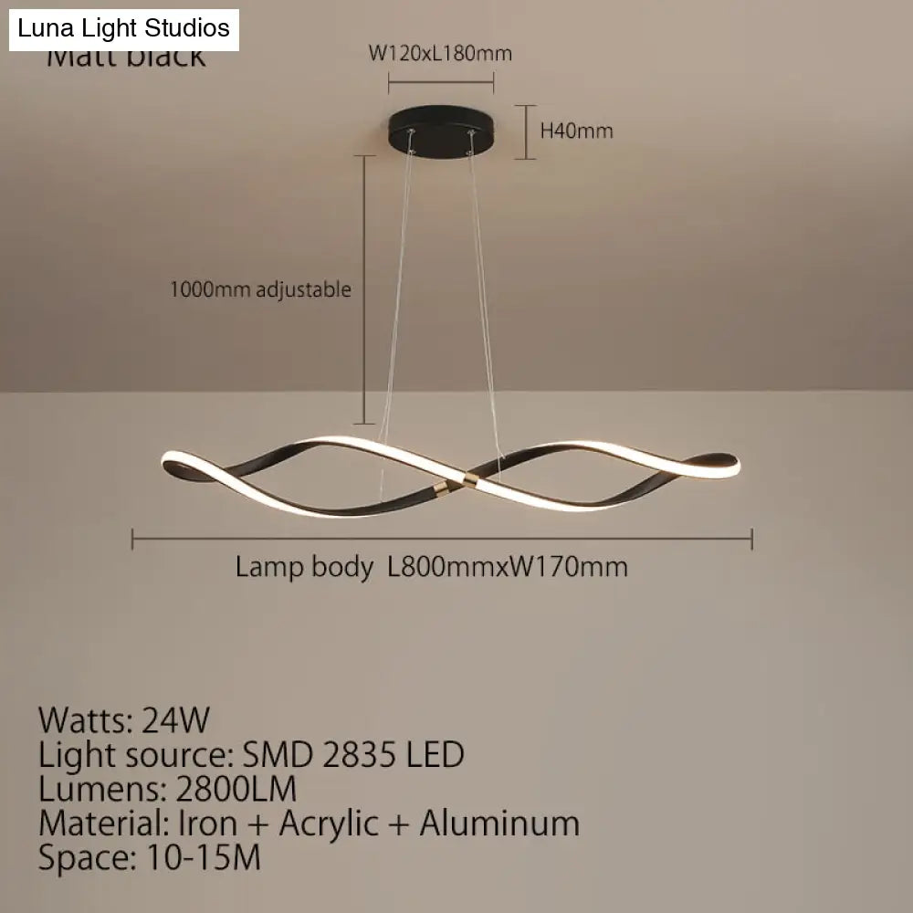DecorBites™ Matte black Modern Led Chandelier For restaurant Kitchen island Hanging lamps Living room Bedroom