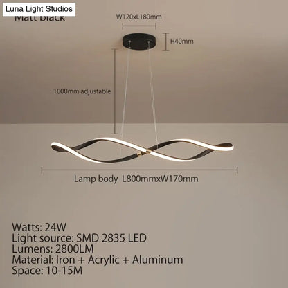 DecorBites™ Matte black Modern Led Chandelier For restaurant Kitchen island Hanging lamps Living room Bedroom
