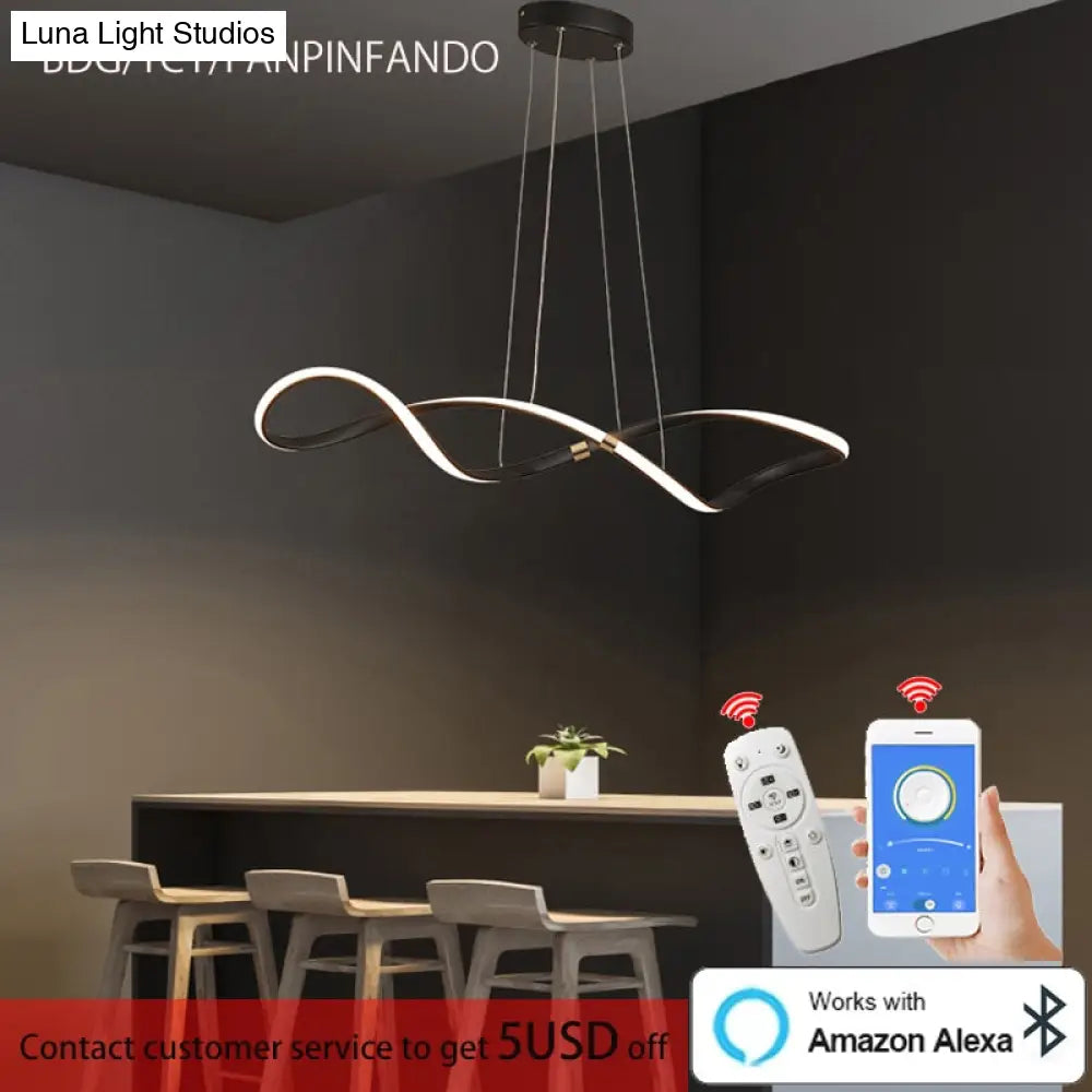 DecorBites™ Matte black Modern Led Chandelier For restaurant Kitchen island Hanging lamps Living room Bedroom