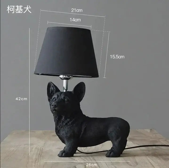 Matte black & off-white puppy dogs table lamps for bedroom decor