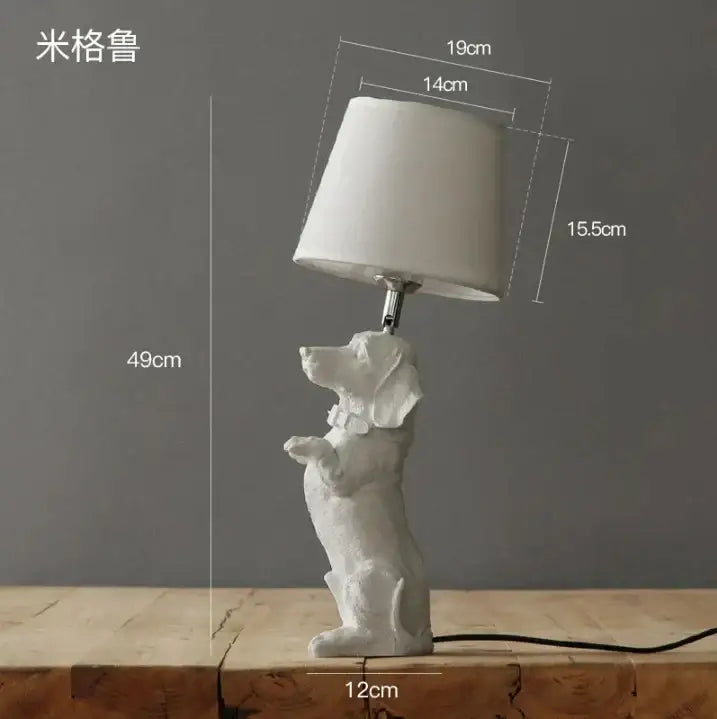 Matte black & off-white puppy dogs table lamps for bedroom decor