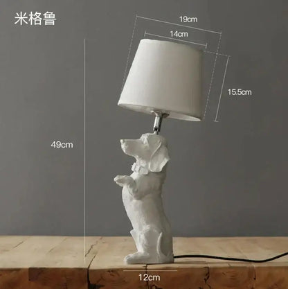 Matte black & off-white puppy dogs table lamps for bedroom decor