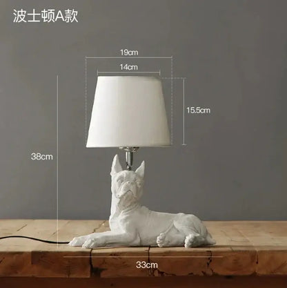 Matte black & off-white puppy dogs table lamps for bedroom decor