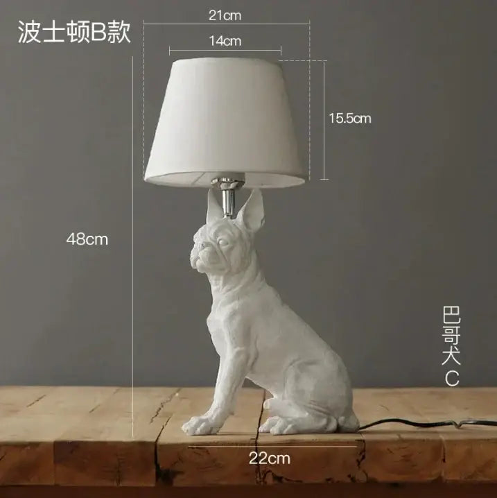 Matte black & off-white puppy dogs table lamps for bedroom decor