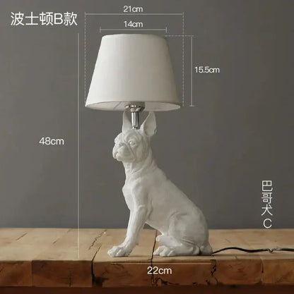 Matte black & off-white puppy dogs table lamps for bedroom decor