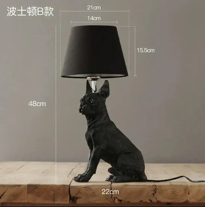 Matte black & off-white puppy dogs table lamps for bedroom decor
