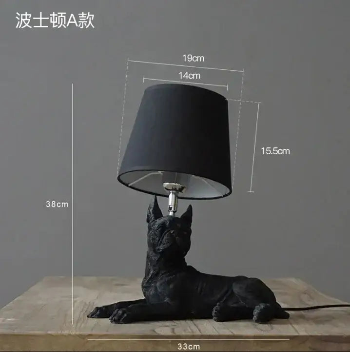 Matte black & off-white puppy dogs table lamps for bedroom decor