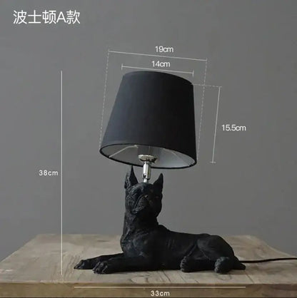Matte black & off-white puppy dogs table lamps for bedroom decor