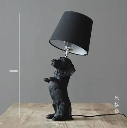 Matte black & off-white puppy dogs table lamps for bedroom decor
