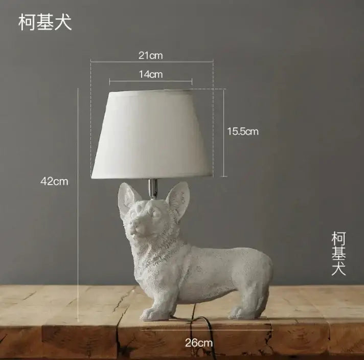 Matte black & off-white puppy dogs table lamps for bedroom decor